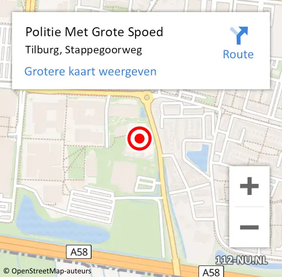 Locatie op kaart van de 112 melding: Politie Met Grote Spoed Naar Tilburg, Stappegoorweg op 13 september 2023 16:13