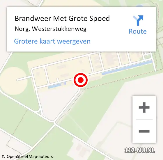 Locatie op kaart van de 112 melding: Brandweer Met Grote Spoed Naar Norg, Westerstukkenweg op 13 september 2023 16:21