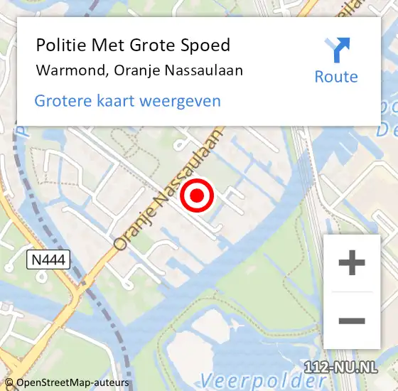 Locatie op kaart van de 112 melding: Politie Met Grote Spoed Naar Warmond, Oranje Nassaulaan op 13 september 2023 16:40