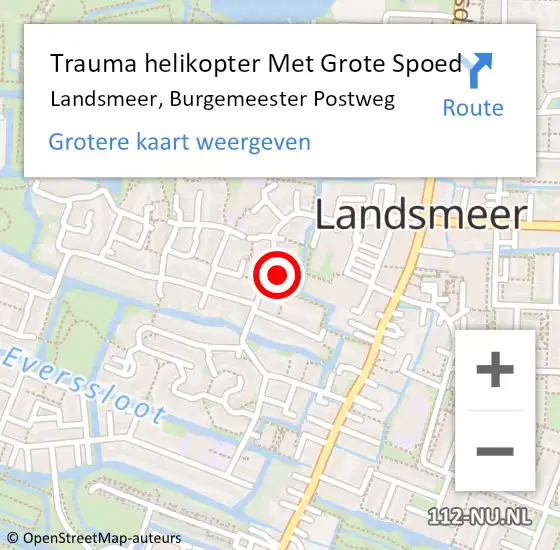 Locatie op kaart van de 112 melding: Trauma helikopter Met Grote Spoed Naar Landsmeer, Burgemeester Postweg op 13 september 2023 16:42