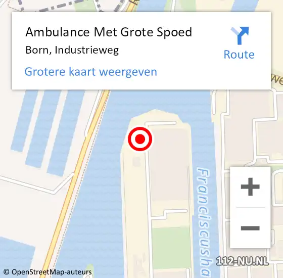 Locatie op kaart van de 112 melding: Ambulance Met Grote Spoed Naar Born, Industrieweg op 8 september 2014 08:07