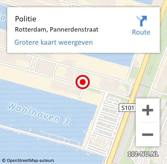 Locatie op kaart van de 112 melding: Politie Rotterdam, Pannerdenstraat op 13 september 2023 17:04