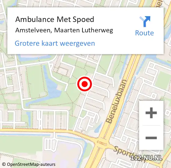 Locatie op kaart van de 112 melding: Ambulance Met Spoed Naar Amstelveen, Maarten Lutherweg op 13 september 2023 17:15