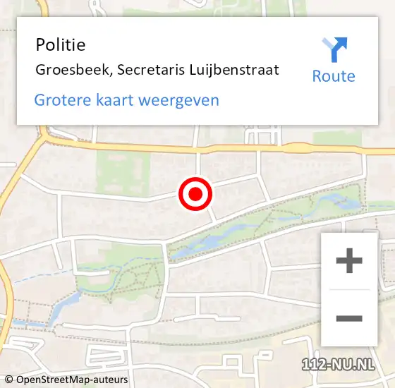 Locatie op kaart van de 112 melding: Politie Groesbeek, Secretaris Luijbenstraat op 13 september 2023 18:29