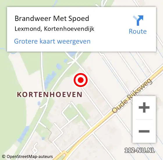 Locatie op kaart van de 112 melding: Brandweer Met Spoed Naar Lexmond, Kortenhoevendijk op 13 september 2023 18:30