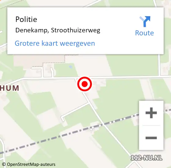 Locatie op kaart van de 112 melding: Politie Denekamp, Stroothuizerweg op 13 september 2023 18:40