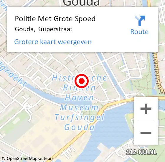 Locatie op kaart van de 112 melding: Politie Met Grote Spoed Naar Gouda, Kuiperstraat op 13 september 2023 18:42