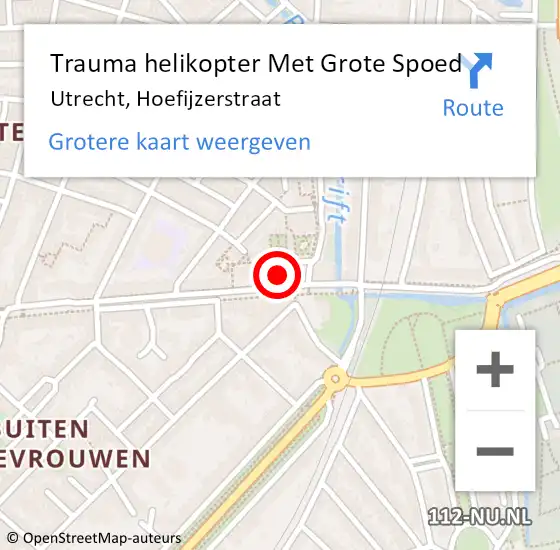 Locatie op kaart van de 112 melding: Trauma helikopter Met Grote Spoed Naar Utrecht, Hoefijzerstraat op 13 september 2023 18:49