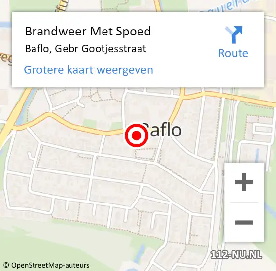 Locatie op kaart van de 112 melding: Brandweer Met Spoed Naar Baflo, Gebr Gootjesstraat op 13 september 2023 18:59