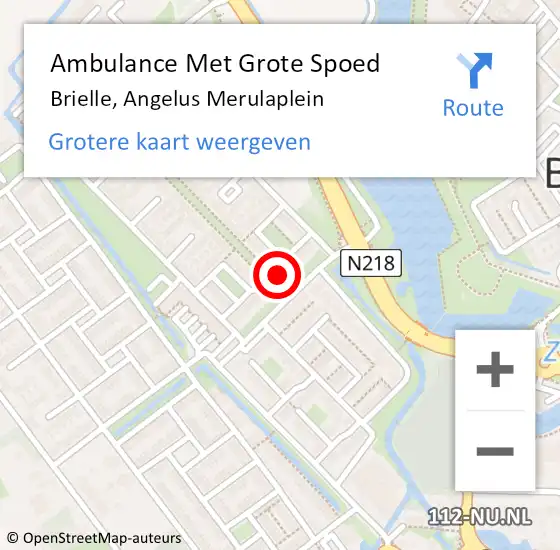 Locatie op kaart van de 112 melding: Ambulance Met Grote Spoed Naar Brielle, Angelus Merulaplein op 13 september 2023 19:16