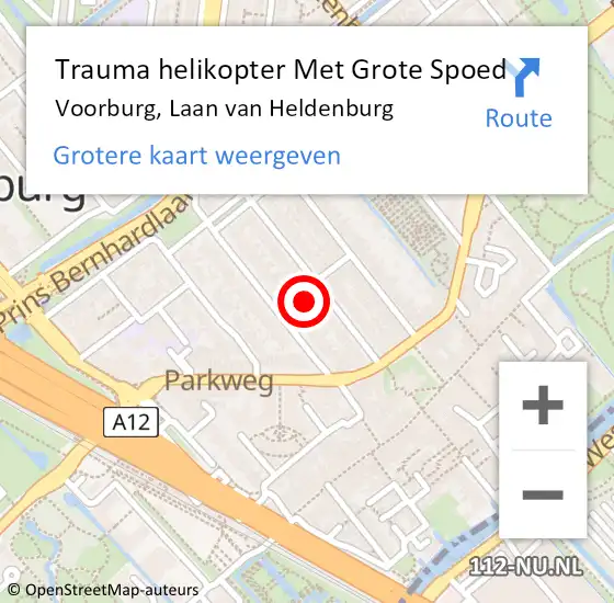 Locatie op kaart van de 112 melding: Trauma helikopter Met Grote Spoed Naar Voorburg, Laan van Heldenburg op 13 september 2023 19:35