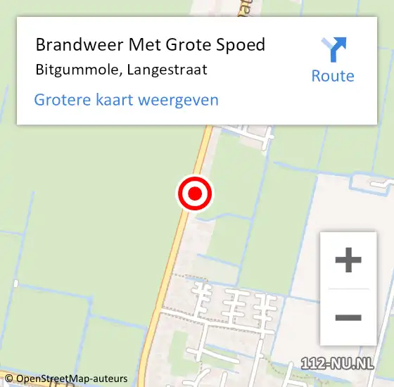 Locatie op kaart van de 112 melding: Brandweer Met Grote Spoed Naar Bitgummole, Langestraat op 13 september 2023 19:40