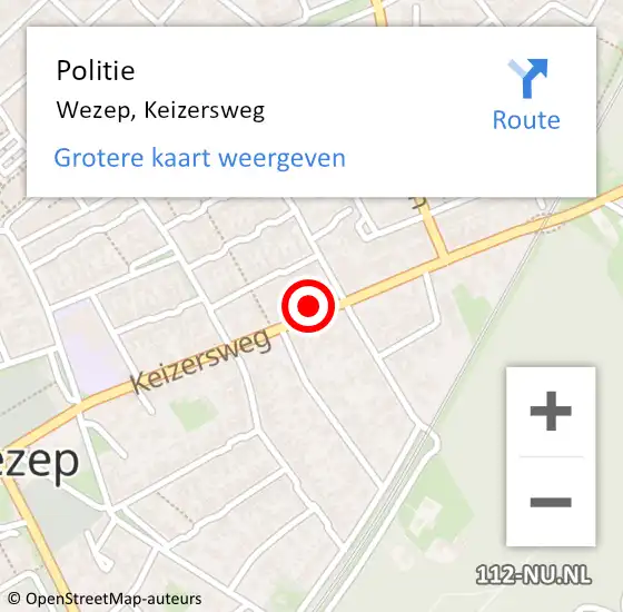 Locatie op kaart van de 112 melding: Politie Wezep, Keizersweg op 13 september 2023 19:54