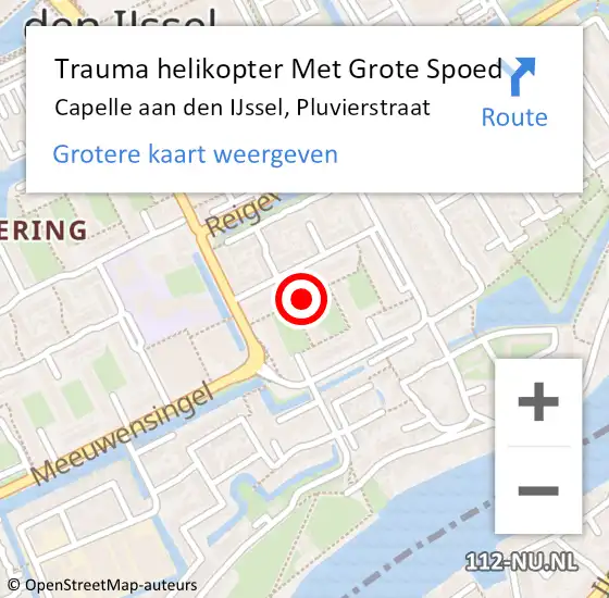 Locatie op kaart van de 112 melding: Trauma helikopter Met Grote Spoed Naar Capelle aan den IJssel, Pluvierstraat op 13 september 2023 19:58