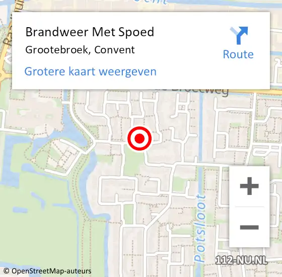 Locatie op kaart van de 112 melding: Brandweer Met Spoed Naar Grootebroek, Convent op 13 september 2023 20:02