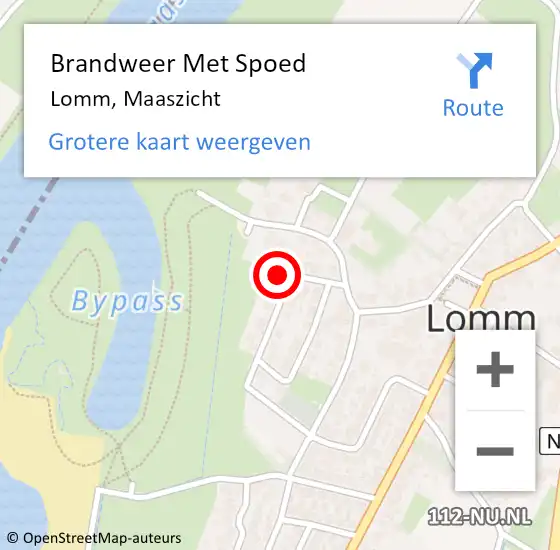 Locatie op kaart van de 112 melding: Brandweer Met Spoed Naar Lomm, Maaszicht op 13 september 2023 20:05