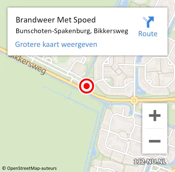 Locatie op kaart van de 112 melding: Brandweer Met Spoed Naar Bunschoten-Spakenburg, Bikkersweg op 13 september 2023 20:10
