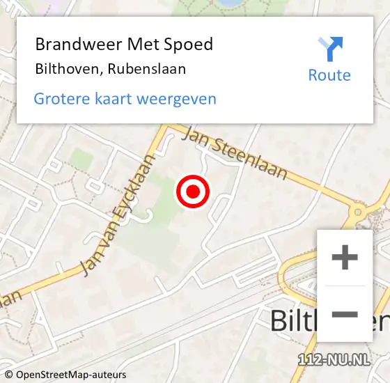 Locatie op kaart van de 112 melding: Brandweer Met Spoed Naar Bilthoven, Rubenslaan op 13 september 2023 20:10