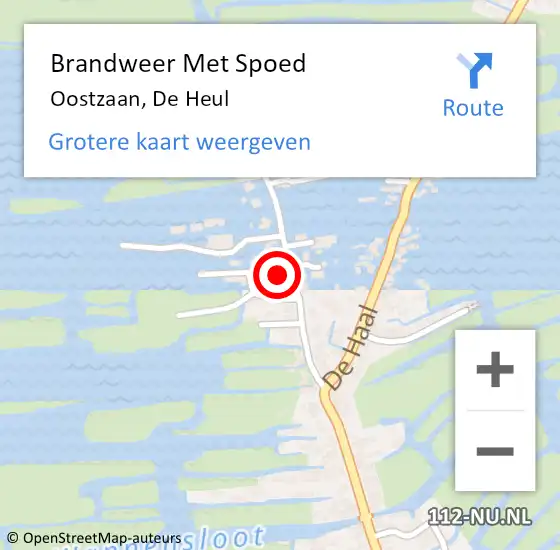 Locatie op kaart van de 112 melding: Brandweer Met Spoed Naar Oostzaan, De Heul op 13 september 2023 20:31