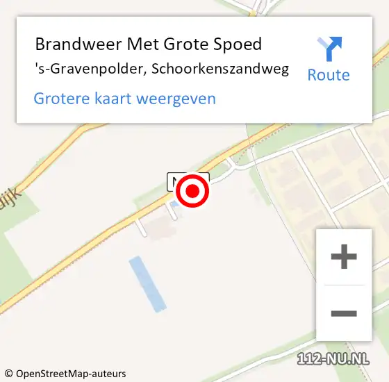 Locatie op kaart van de 112 melding: Brandweer Met Grote Spoed Naar 's-Gravenpolder, Schoorkenszandweg op 8 september 2014 08:27