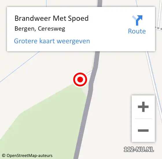 Locatie op kaart van de 112 melding: Brandweer Met Spoed Naar Bergen, Ceresweg op 13 september 2023 20:51