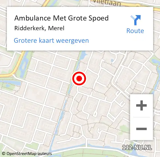 Locatie op kaart van de 112 melding: Ambulance Met Grote Spoed Naar Ridderkerk, Merel op 13 september 2023 20:58