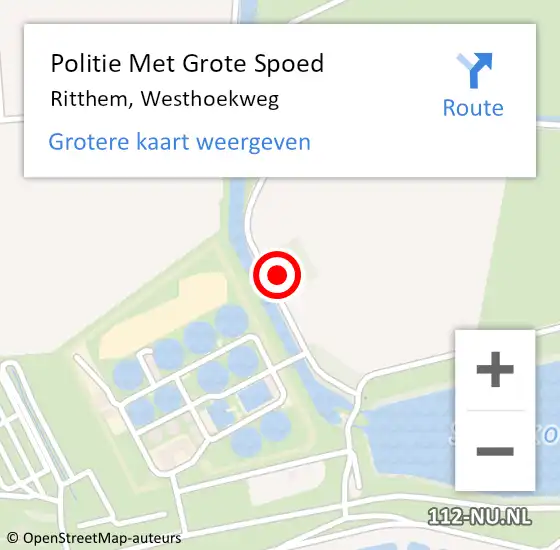 Locatie op kaart van de 112 melding: Politie Met Grote Spoed Naar Ritthem, Westhoekweg op 13 september 2023 21:09