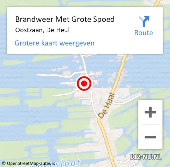 Locatie op kaart van de 112 melding: Brandweer Met Grote Spoed Naar Oostzaan, De Heul op 13 september 2023 21:15