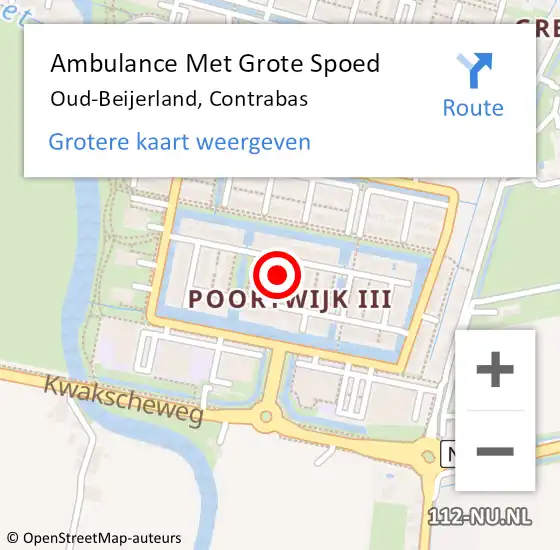 Locatie op kaart van de 112 melding: Ambulance Met Grote Spoed Naar Oud-Beijerland, Contrabas op 13 september 2023 21:33