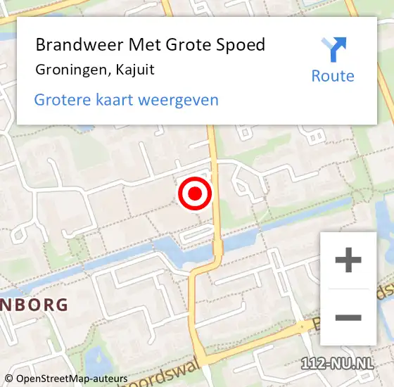 Locatie op kaart van de 112 melding: Brandweer Met Grote Spoed Naar Groningen, Kajuit op 13 september 2023 21:38