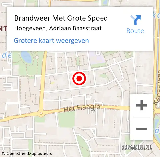 Locatie op kaart van de 112 melding: Brandweer Met Grote Spoed Naar Hoogeveen, Adriaan Baasstraat op 13 september 2023 21:45