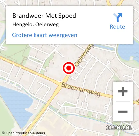 Locatie op kaart van de 112 melding: Brandweer Met Spoed Naar Hengelo, Oelerweg op 13 september 2023 21:51