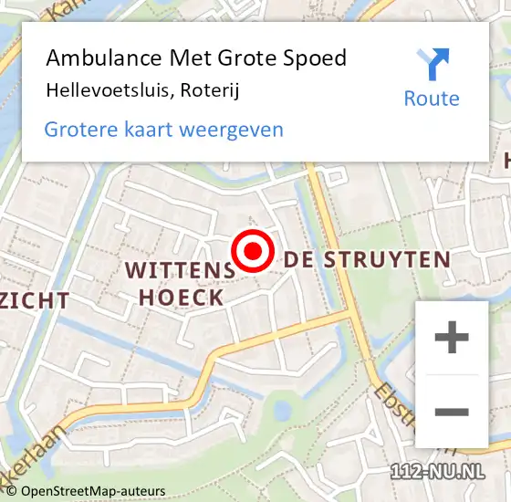 Locatie op kaart van de 112 melding: Ambulance Met Grote Spoed Naar Hellevoetsluis, Roterij op 13 september 2023 22:08