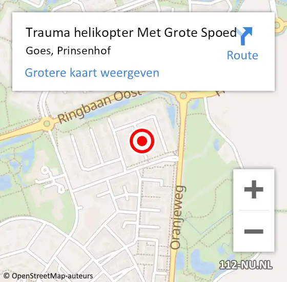 Locatie op kaart van de 112 melding: Trauma helikopter Met Grote Spoed Naar Goes, Prinsenhof op 13 september 2023 22:28