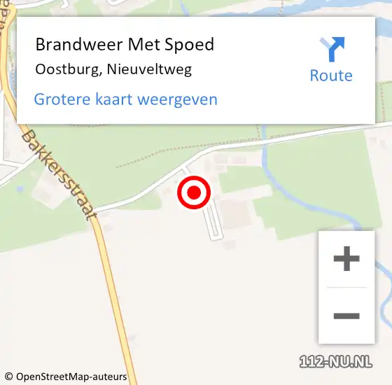 Locatie op kaart van de 112 melding: Brandweer Met Spoed Naar Oostburg, Nieuveltweg op 13 september 2023 23:41