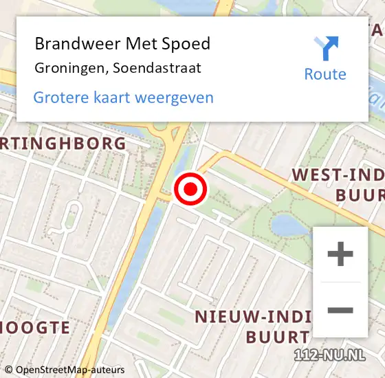 Locatie op kaart van de 112 melding: Brandweer Met Spoed Naar Groningen, Soendastraat op 14 september 2023 00:10