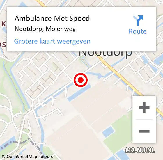 Locatie op kaart van de 112 melding: Ambulance Met Spoed Naar Nootdorp, Molenweg op 14 september 2023 01:32