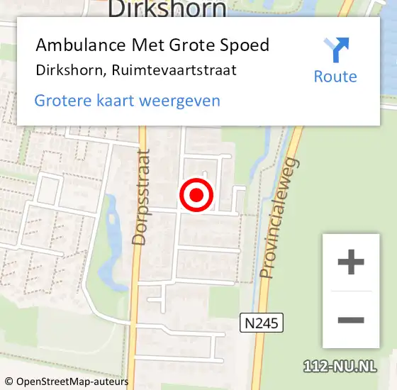 Locatie op kaart van de 112 melding: Ambulance Met Grote Spoed Naar Dirkshorn, Ruimtevaartstraat op 14 september 2023 01:41