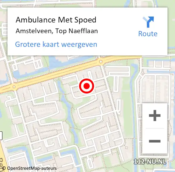 Locatie op kaart van de 112 melding: Ambulance Met Spoed Naar Amstelveen, Top Naefflaan op 14 september 2023 03:22