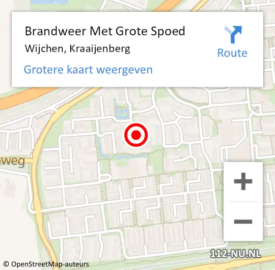 Locatie op kaart van de 112 melding: Brandweer Met Grote Spoed Naar Wijchen, Kraaijenberg op 14 september 2023 04:16