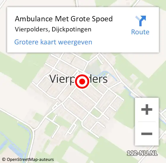 Locatie op kaart van de 112 melding: Ambulance Met Grote Spoed Naar Vierpolders, Dijckpotingen op 14 september 2023 06:31