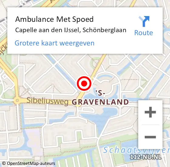Locatie op kaart van de 112 melding: Ambulance Met Spoed Naar Capelle aan den IJssel, Schönberglaan op 14 september 2023 08:14