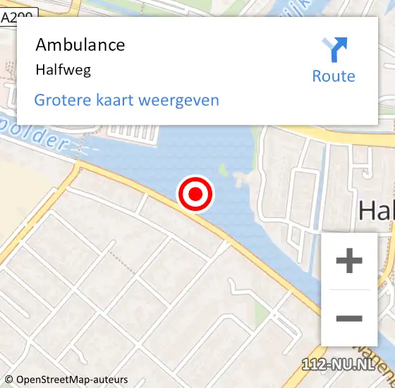 Locatie op kaart van de 112 melding: Ambulance Halfweg op 14 september 2023 08:15