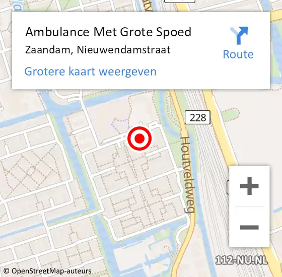 Locatie op kaart van de 112 melding: Ambulance Met Grote Spoed Naar Zaandam, Nieuwendamstraat op 14 september 2023 08:22
