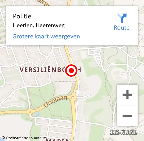 Locatie op kaart van de 112 melding: Politie Heerlen, Heerenweg op 14 september 2023 08:29