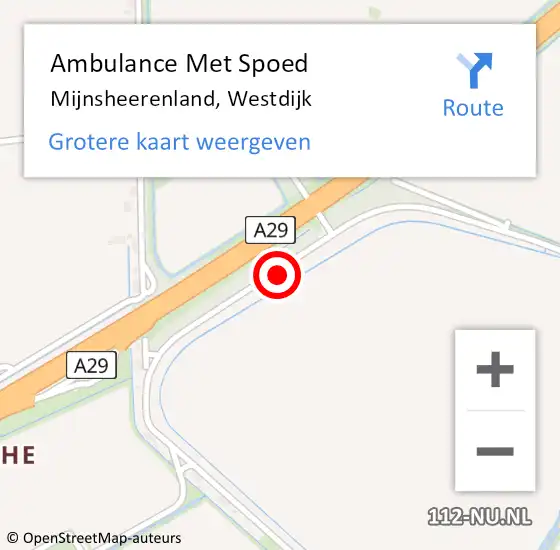 Locatie op kaart van de 112 melding: Ambulance Met Spoed Naar Mijnsheerenland, Westdijk op 14 september 2023 08:51