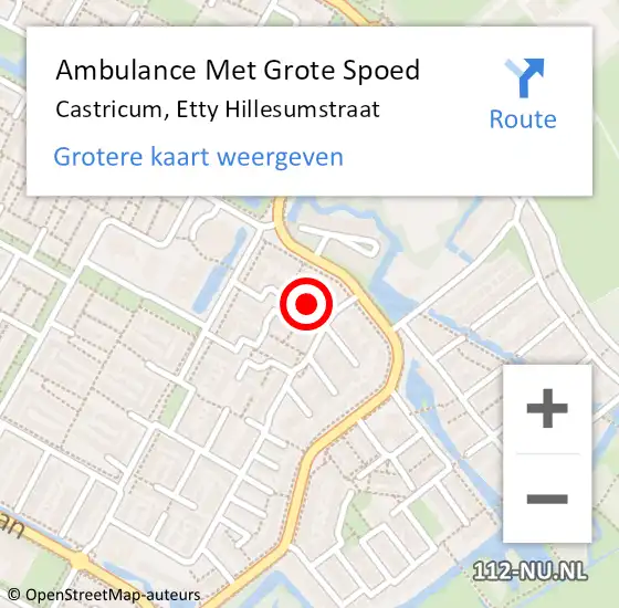 Locatie op kaart van de 112 melding: Ambulance Met Grote Spoed Naar Castricum, Etty Hillesumstraat op 14 september 2023 09:09