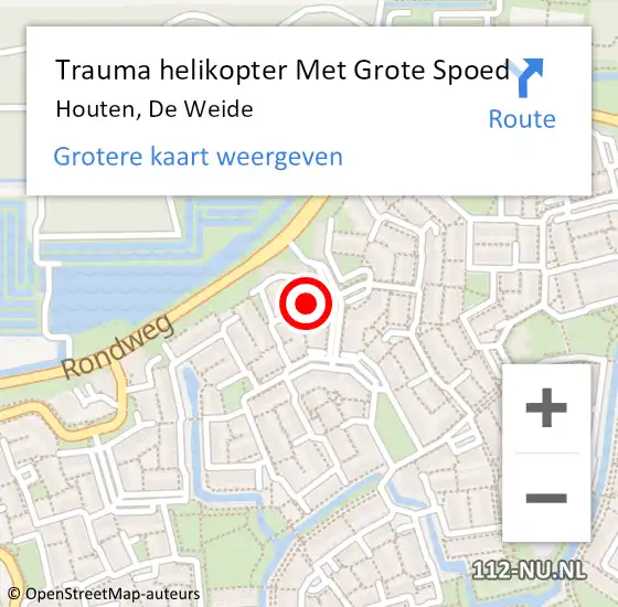 Locatie op kaart van de 112 melding: Trauma helikopter Met Grote Spoed Naar Houten, De Weide op 14 september 2023 09:18