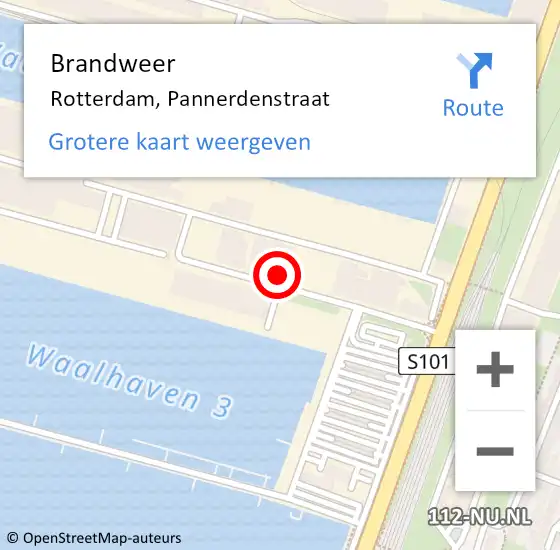 Locatie op kaart van de 112 melding: Brandweer Rotterdam, Pannerdenstraat op 14 september 2023 09:19