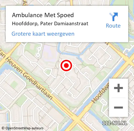 Locatie op kaart van de 112 melding: Ambulance Met Spoed Naar Hoofddorp, Pater Damiaanstraat op 14 september 2023 09:30